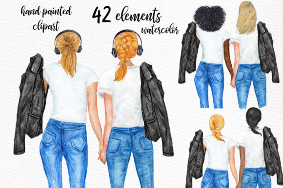 Best Friends Planner Girls Clipart & Illustrations