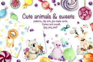 Cute Animals Sweets Collection Illustrations
