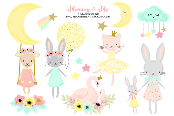 Cute Nursery Woodland Baby Girl Animals Illustrations