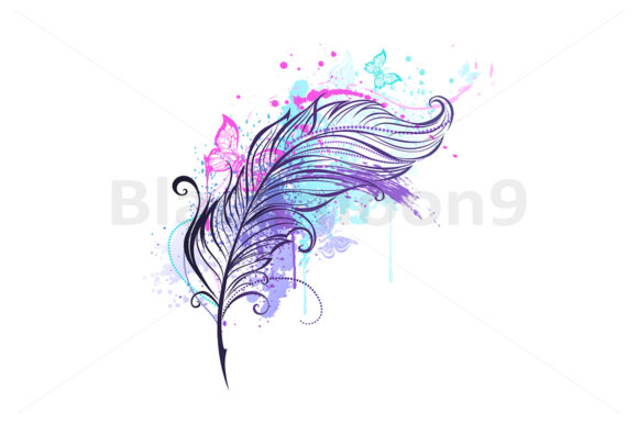 Feather with Butterflies Illustrations Review