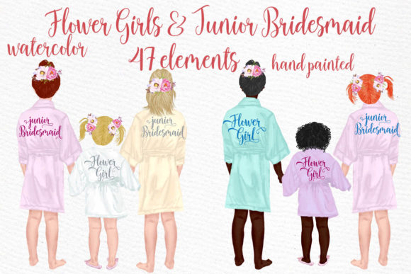 Flower Girls Clipart Junior Bridesmaids Illustrations