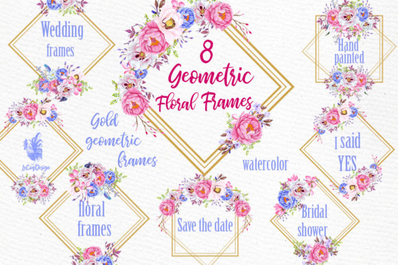 Geometric Floral Gold Frames Illustrations Review