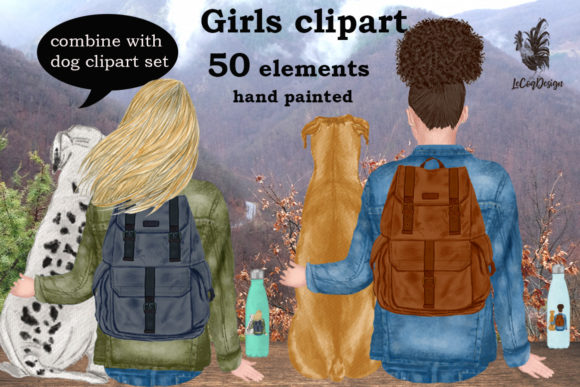 Girls Clipart, Best Friend Illustrations