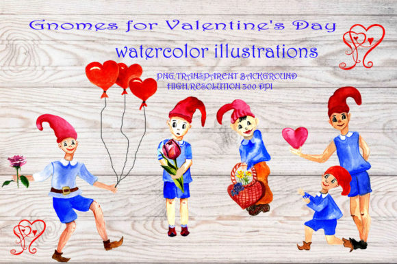 Gnomes for Valentine's Day Illustrations