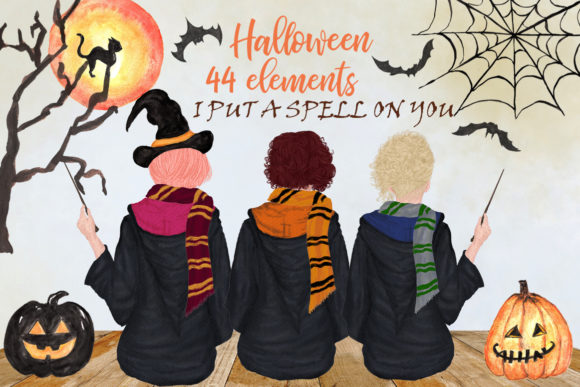 Halloween Girls Clipart and Illustrations