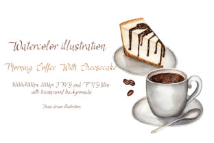 Morning Coffee with Cheesecake Illustrations