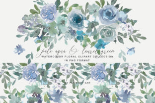 Pale Aqua Laurel Green Floral Clipart & Illustrations