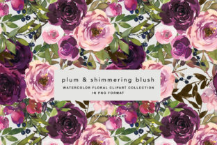 Plum Blush Floral Clipart Set & Illustrations